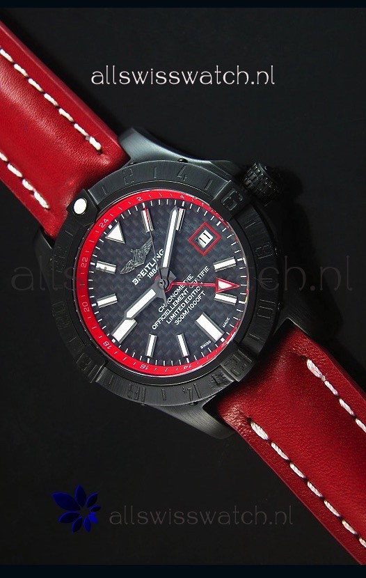 Breitling Chronometre GMT Carbon Dial Swiss Replica Watch in PVD Casing