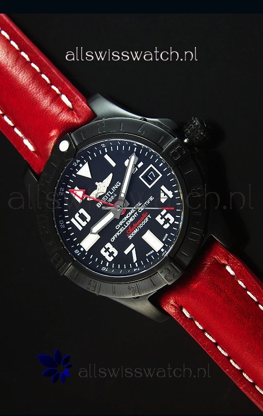 Breitling Chronometre GMT Black Dial Swiss Replica Watch in PVD Casing