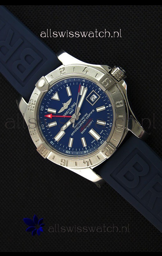 Breitling Avenger II GMT Swiss 1:1 Mirror Replica Watch in Blue Dial 