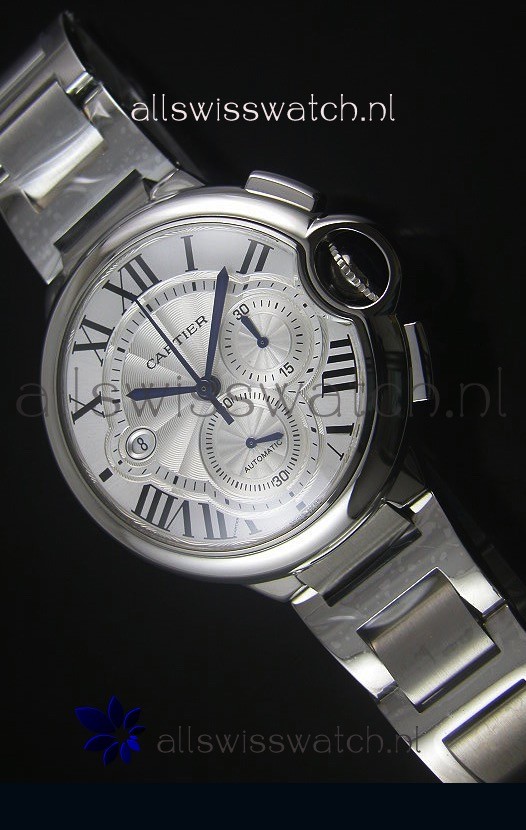 Ballon De Cartier Chronograph in Stainless Steel Case White Dial - 1:1 Mirror Replica