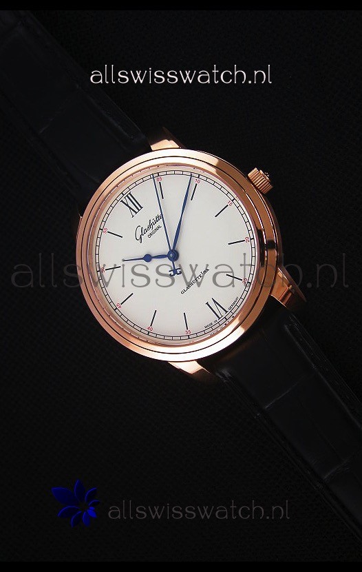 Glashuette Senator Excellence Cream Dial Rose Gold Case Swiss Watch