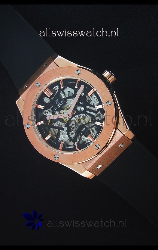 Hublot Classic Fusion Skeleton Rose Gold Case Japanese Movement