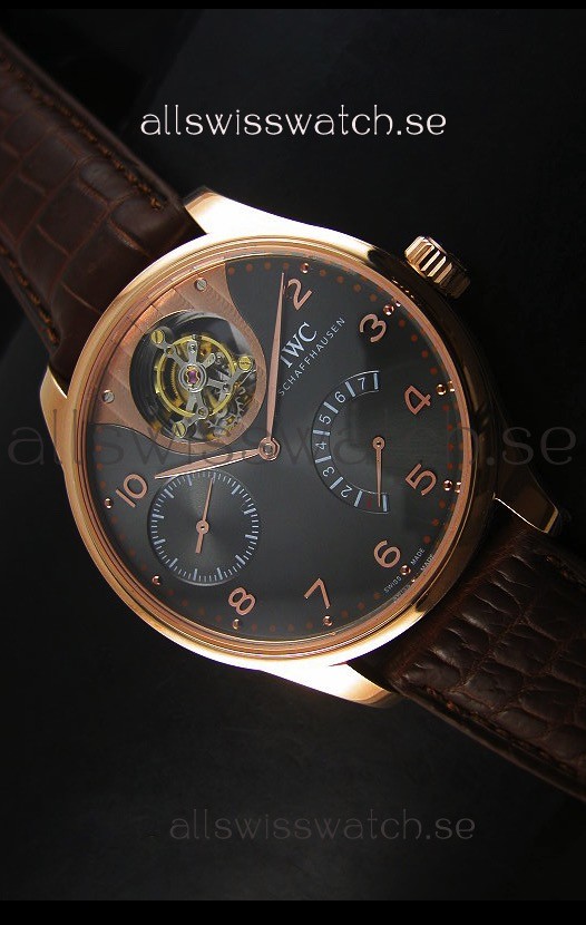 IWC IW504602 Portugieser Tourbillon Rose Gold Watch in Grey Dial 