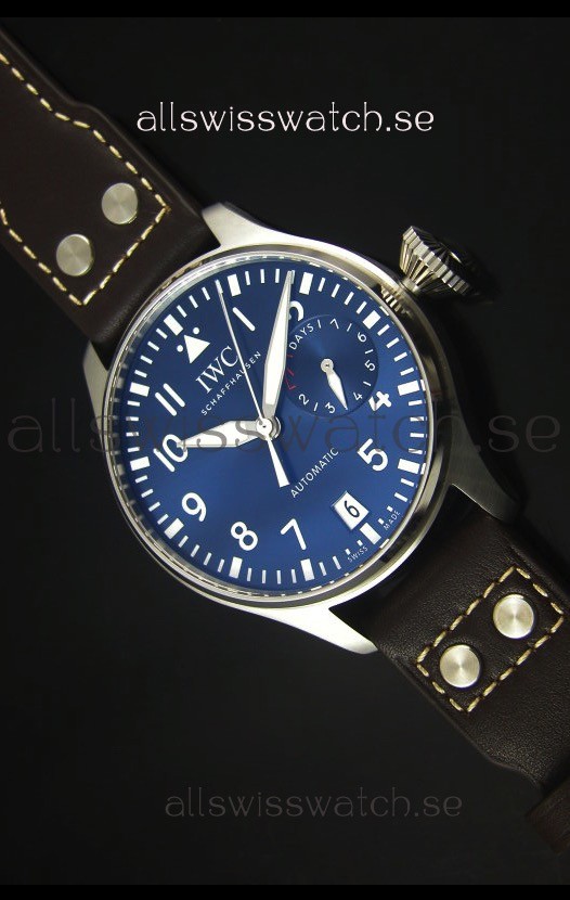 IWC Big Pilot IW500901 - Functional Power Reserve Brown Strap Blue Dial 1:1 Mirror Watch