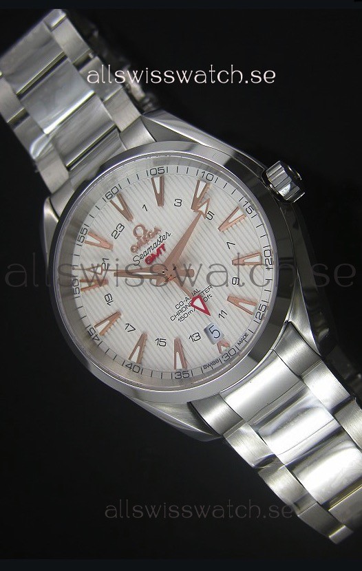 Omega Seamaster COAX GMT Stainless Steel Swiss Watch in White Dial