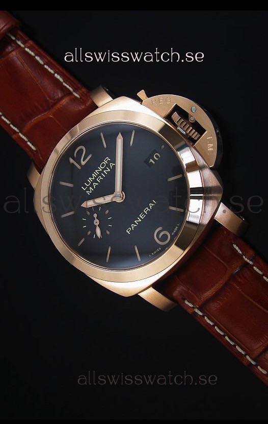 Panerai Luminor Marina PAM393 42MM Swiss Rose Gold Replica Watch 