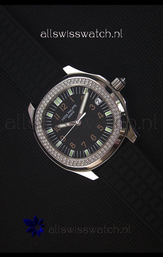 Patek Philippe Aquanaut Swiss Replica Watch with Swiss Diamonds Bezel 