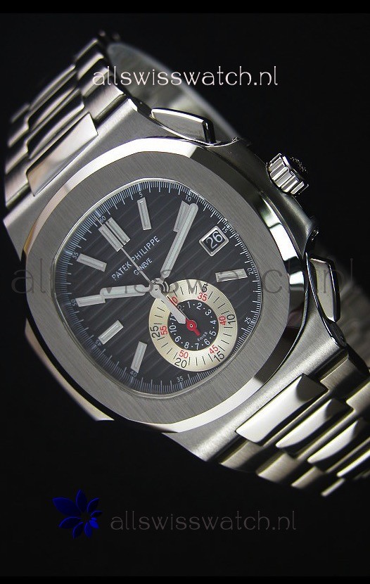 Patek Philippe Nautilus 5980 Chronograph Steel Case in Black Dial - 1:1 Mirror Replica