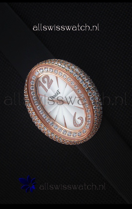 Piaget Limelight Magic Hour Swiss Quartz Watch Rose Gold in Black Strap