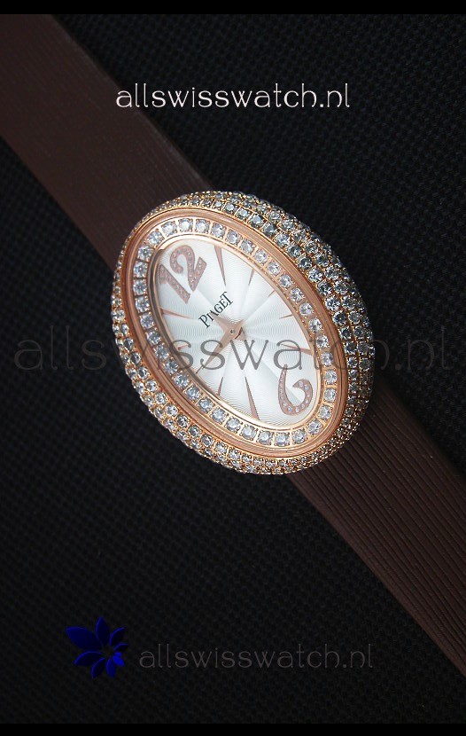 Piaget Limelight Magic Hour Swiss Quartz Watch Rose Gold in Brown Strap
