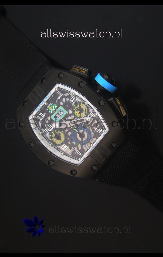 Richard Mille RM011 Filipe Massa PVD Swiss Replica Watch in Black Nylon Strap
