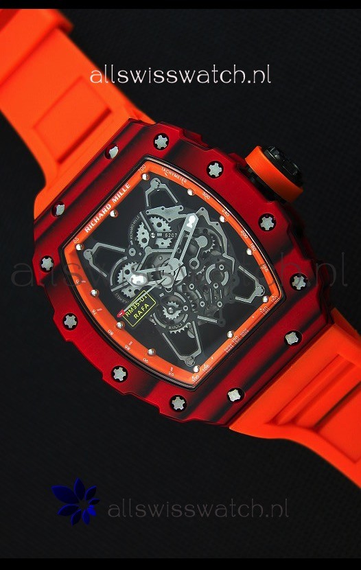 Richard Mille RM35-01 One Piece Red Forged Carbon Case Watch in Orange Strap