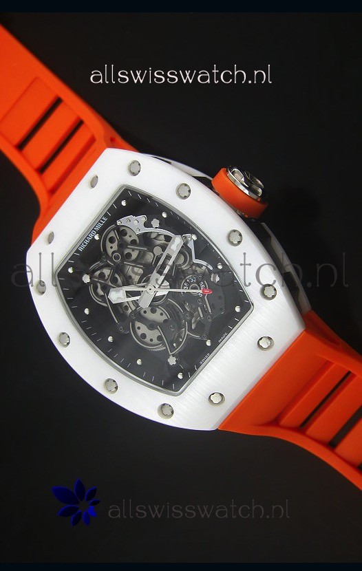 Richard Mille RM055 White Ceramic Case Watch in Black Inner Bezel