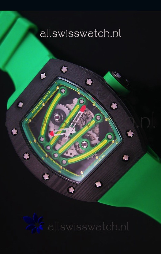 Richard Mille RM059 Yohan Blake Forged Carbon Case Swiss Replica Watch in Green Bezel