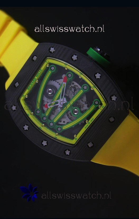 Richard Mille RM059 Yohan Blake Forged Carbon Case Swiss Replica Watch in Yellow Bezel