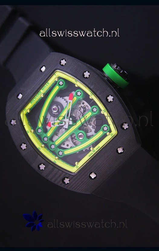 Richard Mille RM059 Yohan Blake Forged Carbon Case Swiss Replica Watch in Yellow Bezel