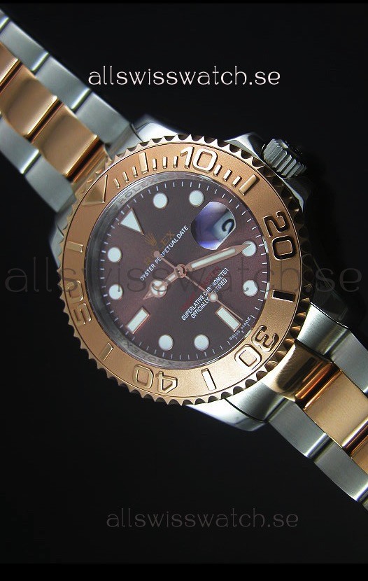 Rolex Yachtmaster Rose Gold Two Tone Grey Dial 1:1 Swiss Replica Watch 