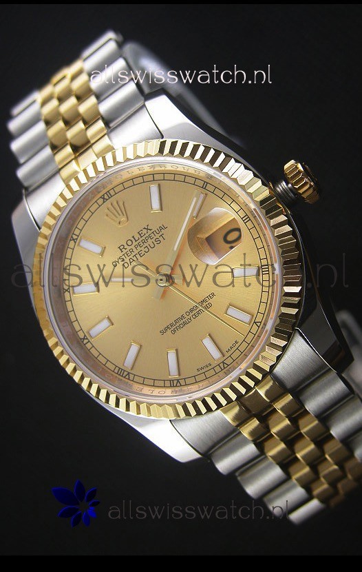 Rolex Datejust Replica Watch Gold Dial in 36MM with 3135 Swiss Movement 