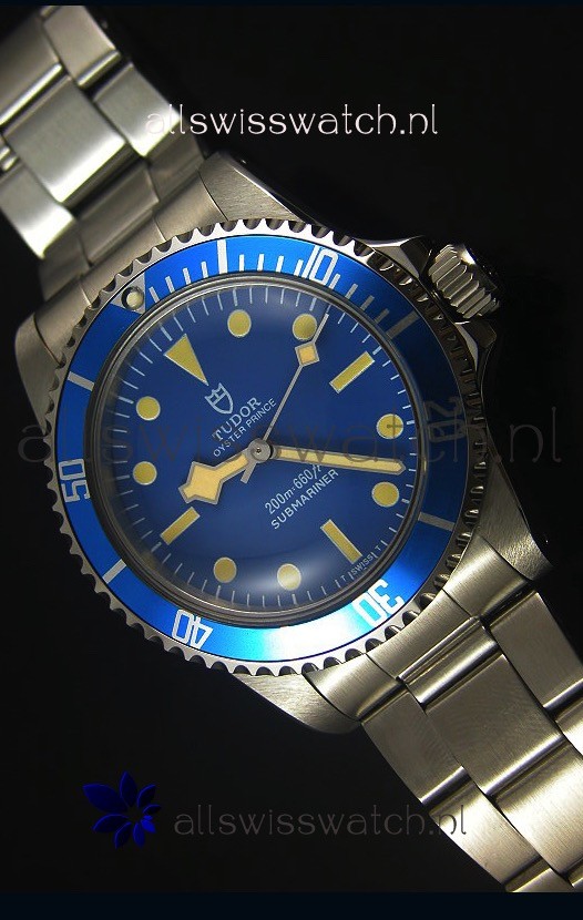 Tudor Oyster Prince Vintage 200M Blue Dial Dot Markers Swiss 1:1 Mirror Replica Watch 