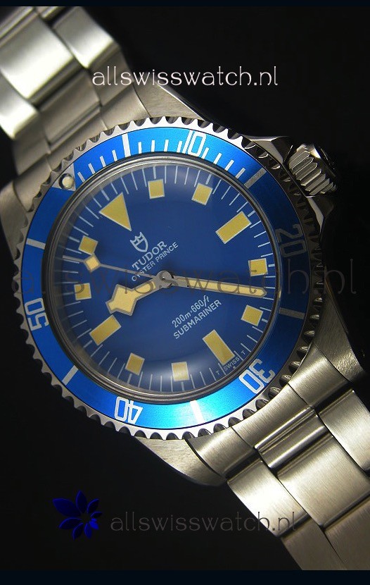 Tudor Oyster Prince Vintage 200M Blue Dial Squre Markers Swiss 1:1 Mirror Replica Watch 