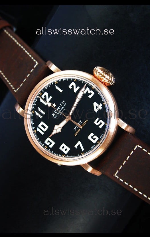 Zenith Pilot Type 20 Extra Special Edition Yellow Gold Swiss 1:1 Mirror Replica Watch 