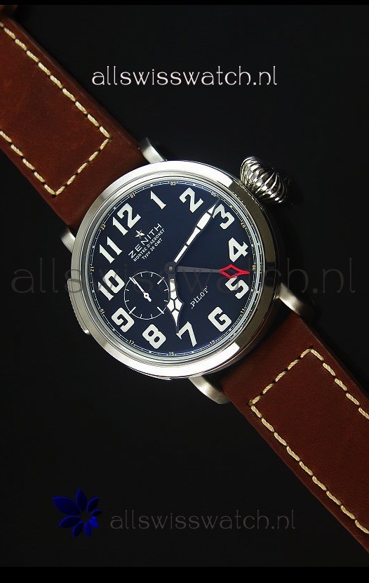Zenith Heritage Pilot Type 20 GMT Matte Black Dial Swiss 1:1 Mirror Replica Watch