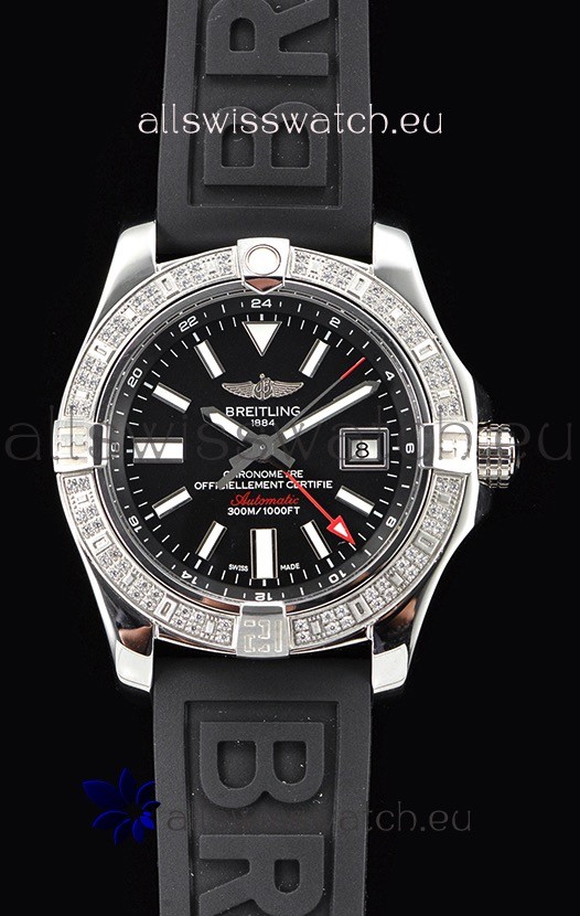 Breitling Avenger II Steel GMT Swiss Watch 1:1 Ultimate Edition - Black Dial