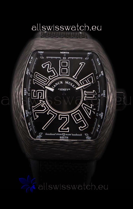 Franck Muller Vanguard Carbon Casing Black Indexes Swiss Watch