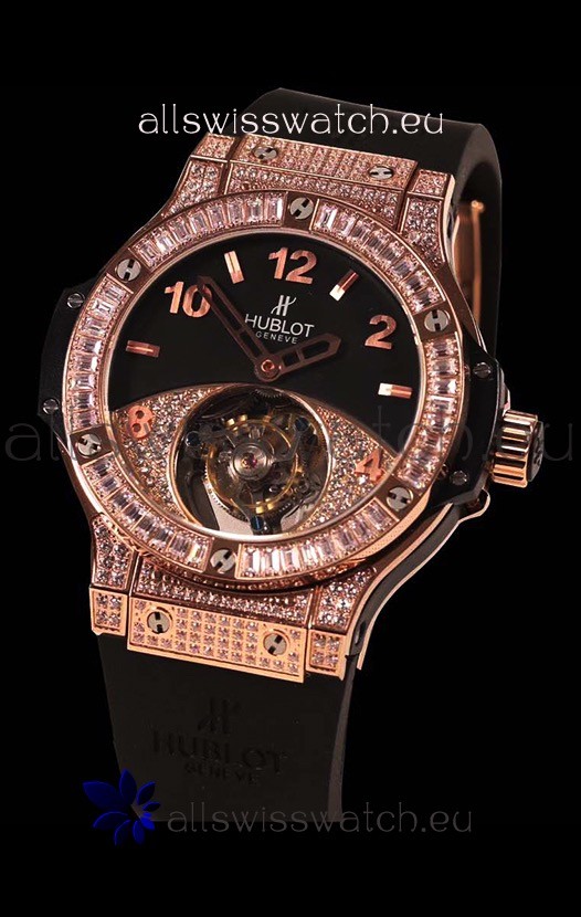 Hublot Tourbillon Solo Bang Sapphires Pink Gold Swiss Watch