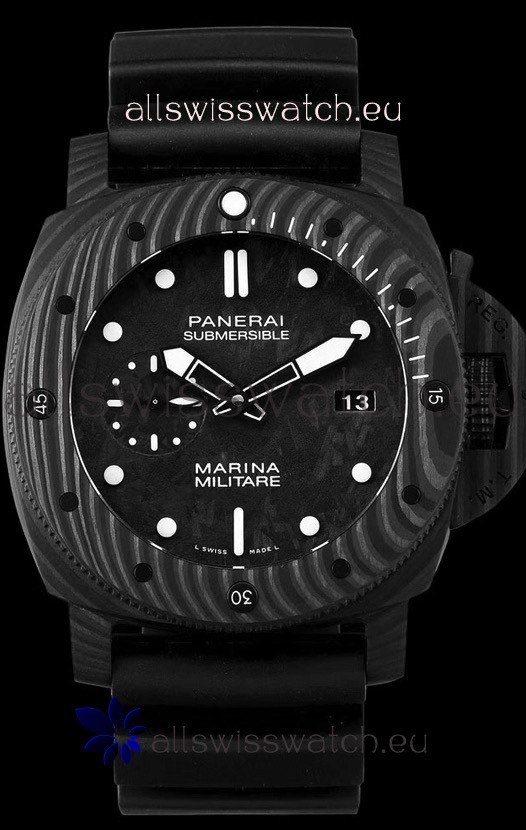 Panerai Submersible Marina Militare Carbotech 47MM 1:1 Mirror Swiss Watch 