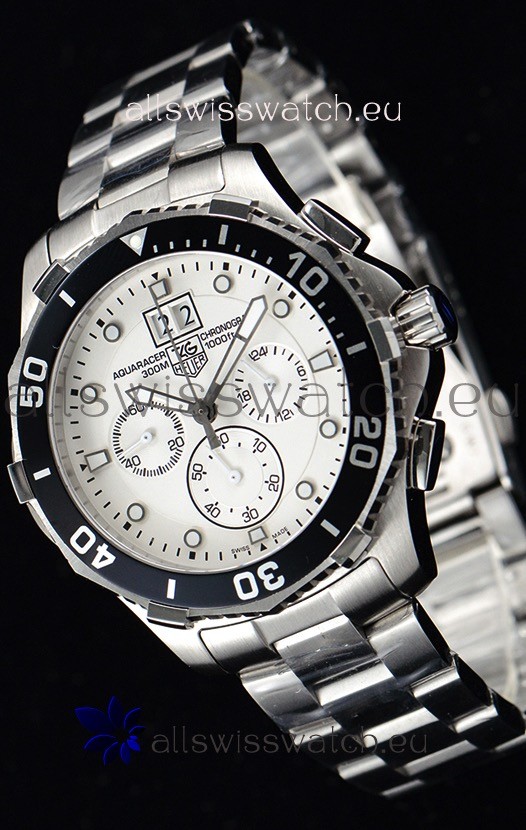 Tag Heuer Aquaracer Chronograph Swiss Quartz White Dial Watch 