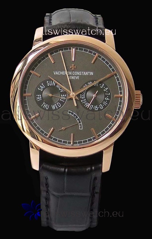 Vacheron Constantin Traditionnelle Day Date Pink Gold Swiss Replica Watch 