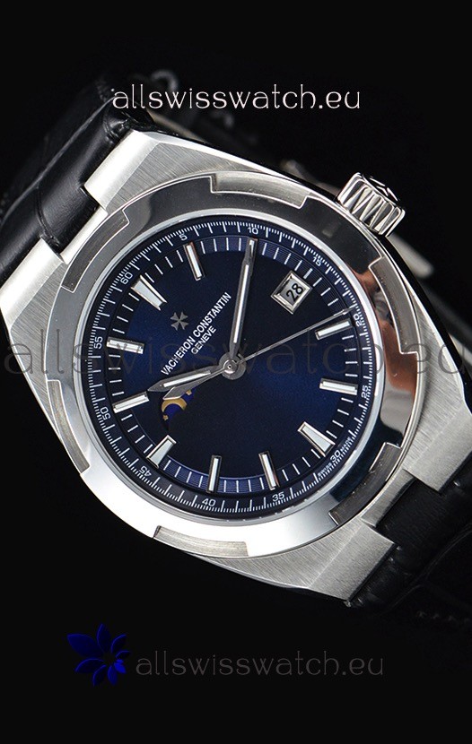 Vacheron Constantin Overseas MoonPhase Stainless Steel Swiss Watch in Blue Dial