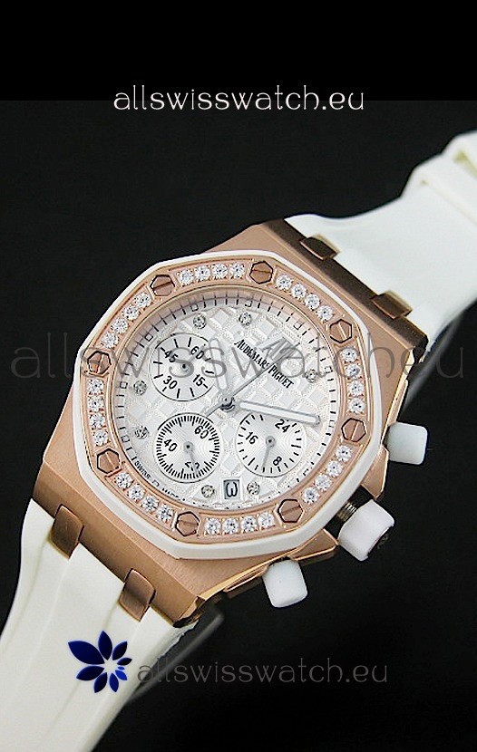 Audemars Piguet Royal Oak Offshore Lady Alinghi Swiss Watch in White Checkered Dial