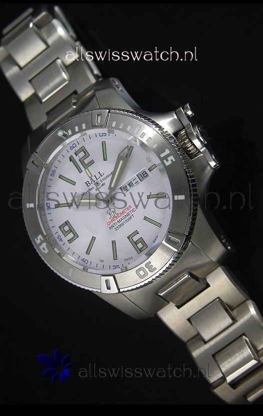 Ball Hydrocarbon Spacemaster Automatic Replica Day Date Watch in White Dial - Original Citizen Movement 