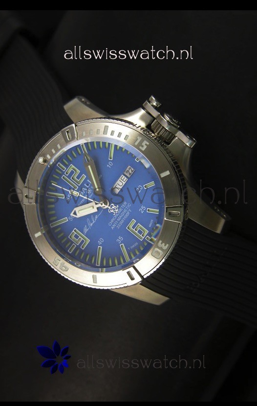 Ball Hydrocarbon Spacemaster Automatic Day Date Rubber Strap in Blue Dial - Original Citizen Movement 