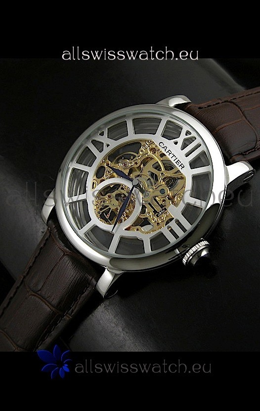 Cartier Ronde de Japanese Replica Watch in Skelton Gold Dial