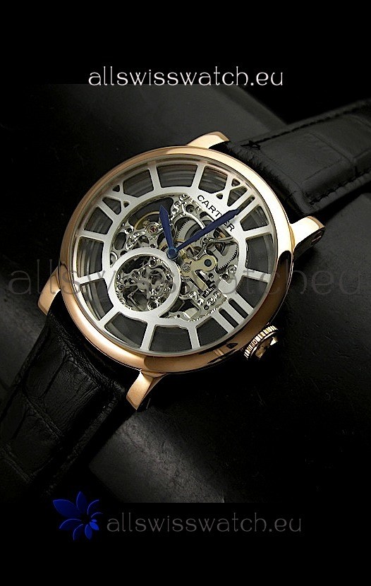 Cartier Ronde de Japanese Replica Watch in Skeleton Silver Dial