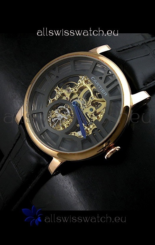 Cartier Ronde de Japanese Replica Watch in Skelton Gold Dial