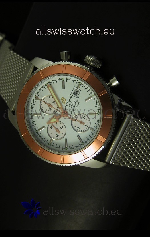 Breitling Super Ocean Gold Bezel Chronograph Swiss Watch 