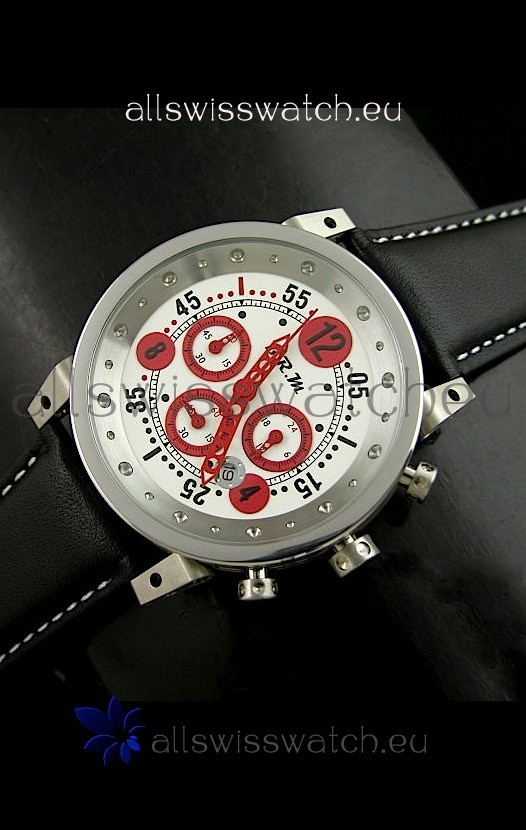 B.R.M.0011G6 Japanese Replica Quartz Watch in White&Red Dial