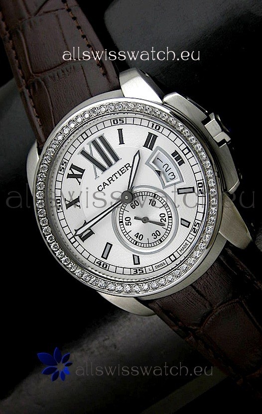 Cartier Calibre de Japanese Replica Watch in White Dial