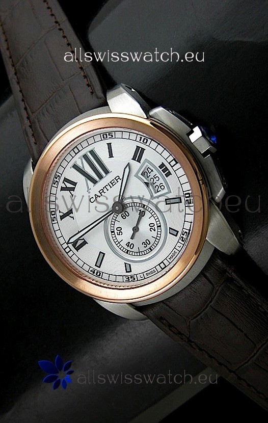 Cartier Calibre de Japanese Replica Watch in White Dial