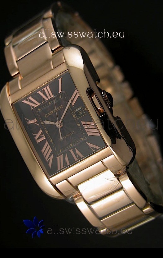 Cartier Tank Anglaise Mid Sized Swiss Watch Pink Gold - 1:1 Mirror Replica Watch