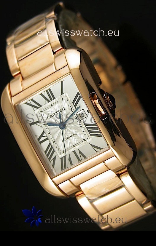 Cartier Tank Anglaise Mid Sized Swiss Watch Pink Gold - 1:1 Mirror Replica Watch