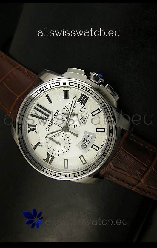 Calibre De Cartier Chronograph Japanese Replica Watch in Steel