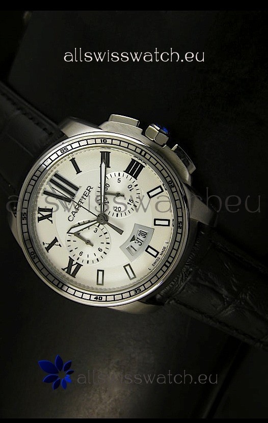 Calibre De Cartier Chronograph Japanese Replica Watch in Steel