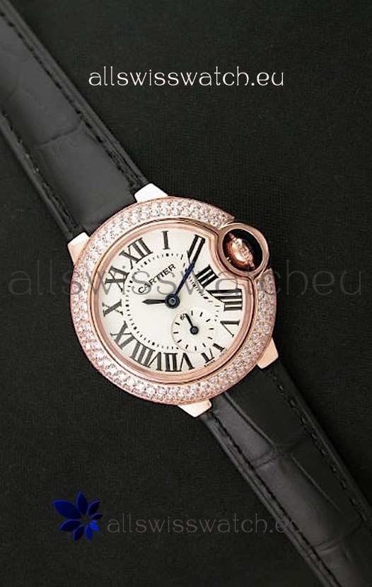 Cartier Swiss Ladies Replica Watch in Rose Gold Casing