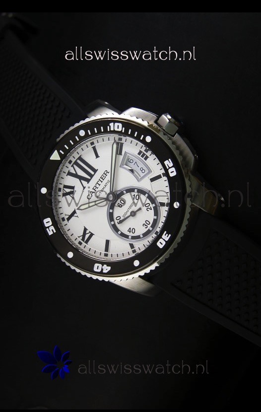 Calibre De Cartier Watch 42MM White Dial Steel Case - 1:1 Mirror Replica Watch