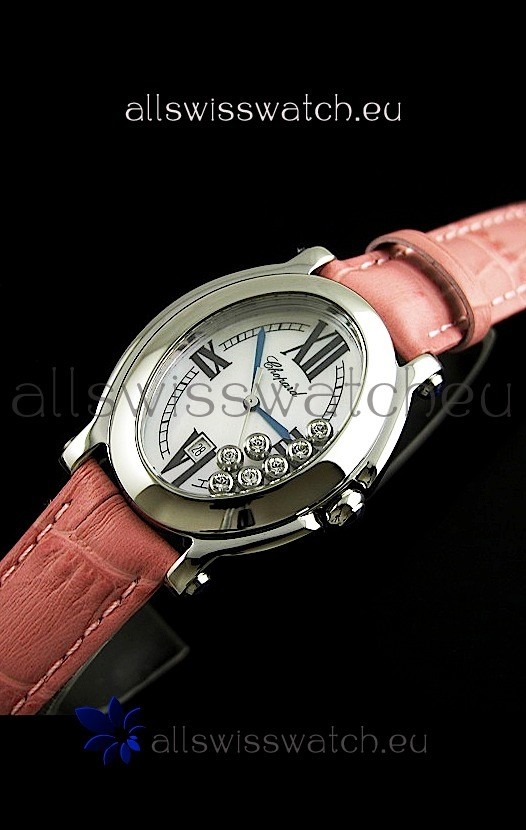 Chopard Happy Sport Swiss Replica Watch in Pink Strap